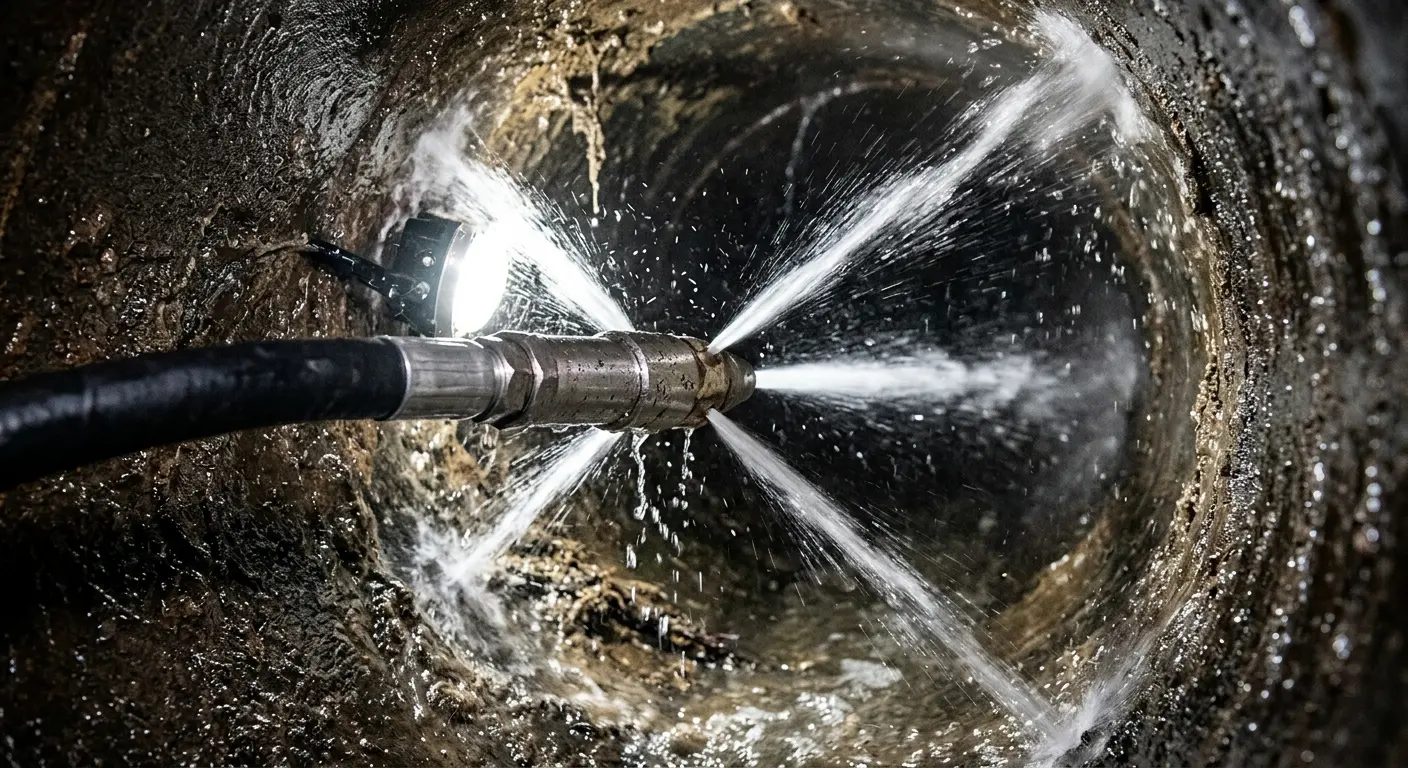 High-pressure hydro jetting nozzle cleaning sewer pipe for Storm Drain Cleaning in Sterling